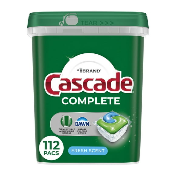 Cascade Complete Dishwasher Pods, Dishwasher Detergent, Dish Detergent Soap, Fresh, 112CT