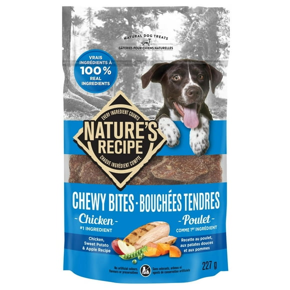 Nature's Recipe Chewy Bites Grain Free Natural Dog Treats, Chicken, Sweet Potato & Apple Recipe