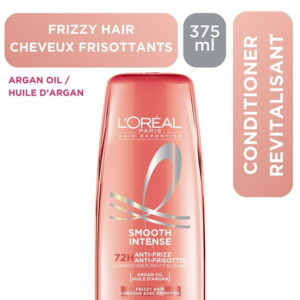 L'Oréal Paris Smooth Intense Anti-Frizz Conditioner 375 ml, Frizzy Hair Control Conditioner