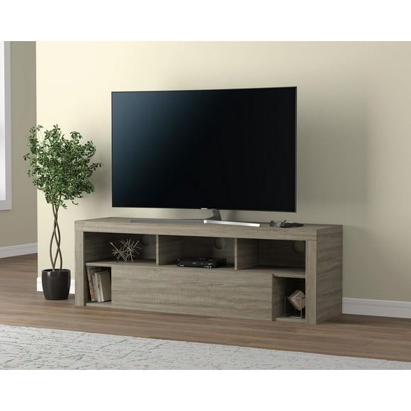 Safdie & Co. Tv Stand Dark Taupe 1 Big Drawer 5 Shelves