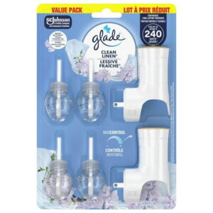 Glade Plugins® Air Freshener Oil Refill, Clean Linen, 2 Warmers 4 Refills