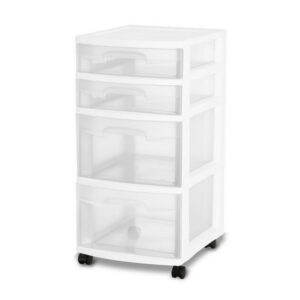 Sterilite 4 Drawer White Cart, 1 unit