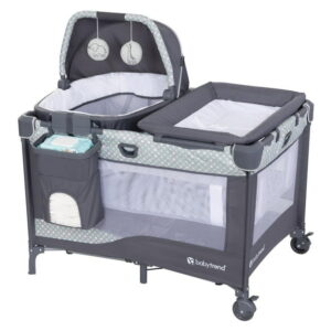 Baby Trend Nursery Den Playard with Rocking Snooze Pod, Playard with full bassinet, removable cradle