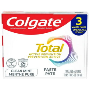 Colgate Total Active Prevention Clean Mint Toothpaste, 3 Pack, 120 mL, 3 x 120 mL