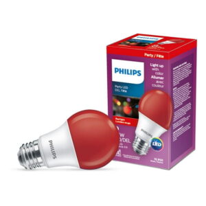 Philips LED 60W A19 E26 8W A-Line Light Bulb, Red, LED A19 RED