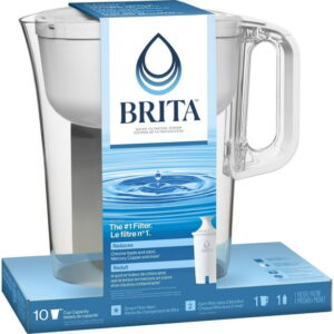 Brita 10 Cup Filter Pitcher with Smart Light Indicator, Reduces Chlorine taste and odour from Tap Water, Filters 151 Litres, Huron,, White
