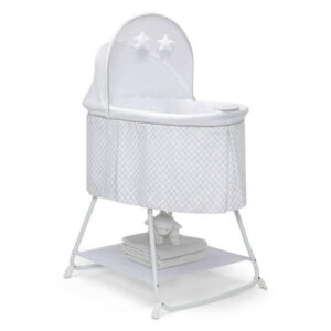 Delta Children Soothing Dreams Deluxe Rocking Bassinet, Grey Lattice, Bassinet