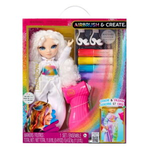 Rainbow High Air Brush & Create DIY Fashion Doll with Airbrush Marker Kit, Green Eyes, Washable