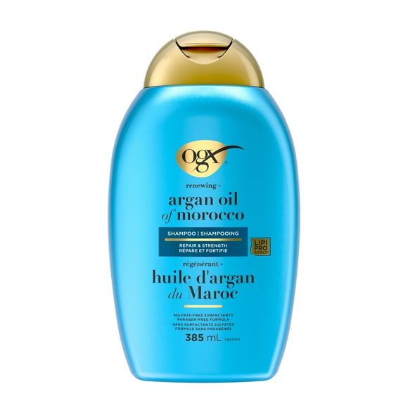 OGX Renewing + Argan Oil of Morocco Shampoo, Damage Repairing Shampoo & Argan Oil to Help Strengthen & Repair Dry, Damaged Hair, Paraben-Free, Sulfate-Free Surfactants, 385 mL