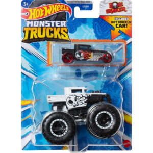 Hot Wheels Monster Truck & Car, 1:64 Scale Die-Cast Truck & Car (2 Vehicles) (Styles May Vary)