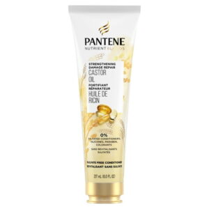 Pantene Castor Oil Nutrient Blends Sulfate Free Conditioner, Hair Strengthening Anti Frizz Damage Repair, Safe for Color Treated Hair, 237 mL