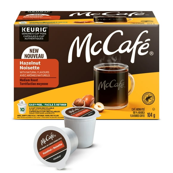 McCafé Premium Hazelnut Flavoured, Medium Roast, K-Cup Coffee Pods, 10 Count