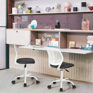 Homy Casa Set of 2 Swivel Desk Chair for Teens with Adjustable Height and Rolling Base, Black Mesh