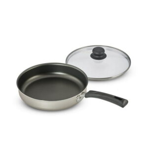Tramontina Simple Cooking 10 in Nonstick Covered Deep Sauté Pan  Champagne