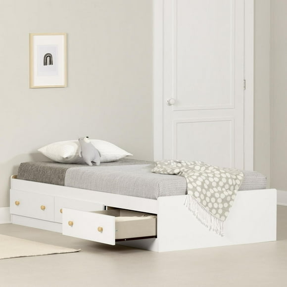 South Shore Summertime Collection Twin Size Natural Maple And Pure White Storage Bed