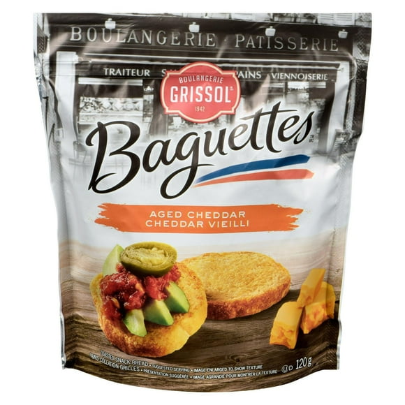 Boulangerie Grissol Baguettes Aged Cheddar, Dare, 120 g