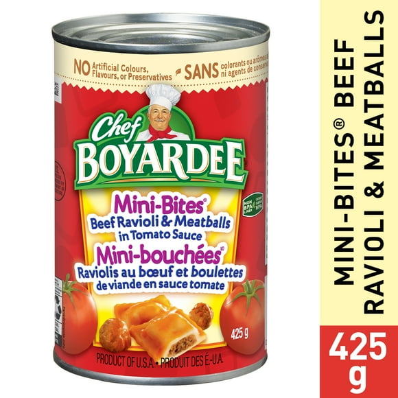 Chef Boyardee Mini-Bites Beef Ravioli and Meatballs in Tomato Sauce, 425 grams, CHEF BOYARDEE MB RVL BEEF MTBLLS