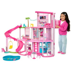 Barbie Dreamhouse, 75+ Pieces, Pool Party Doll House with 3 Story Slide, Ages 3+