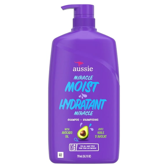 Aussie Paraben-Free Miracle Moist Shampoo w/ Avocado & Jojoba Oil For Dry Hair, 778 mL