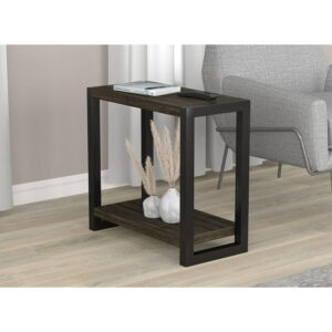 Safdie & Co. Side table with Storage Shelf and organizer, Nightstand. Perfect Bookshelf, End Table or Bedside Table Dark Taupe