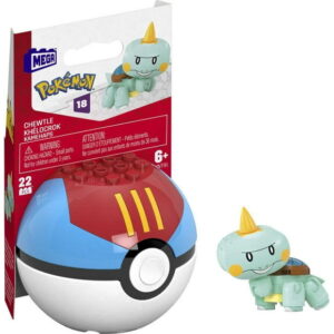 MEGA Pokémon Chewtle Building Toy Kit, Poseable Action Figure with Poké Ball - 22 Pieces