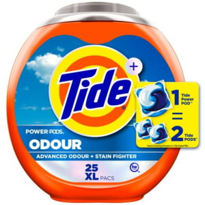 Tide Odour + Oxi Laundry Detergent Pacs, Original Scent, Advanced Odour + Stain Fighter, 25CT