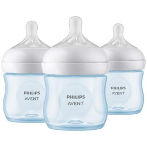 Philips Avent Natural Baby Bottle With Natural Response Nipple, Blue, 4oz, 3 pack, SCY900/23, Avent Natural Baby Bottle Nipple Blue 4oz 3pk
