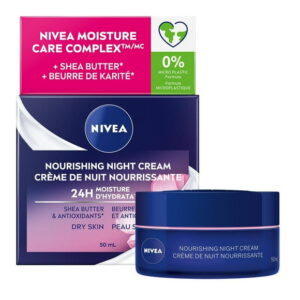 NIVEA Nourishing Night Cream 24H Moisture for Dry Skin, 50 mL