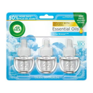 Air Wick Plug-in Air Freshener, Scented Oil Refills, Crisp Breeze, 3 Refills