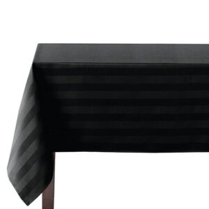 Hometrends Microfiber Stripe Tablecloth, 60" x 84" Rectangle, Black