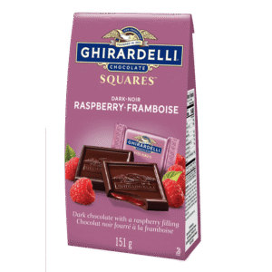 GHIRARDELLI Dark Chocolate Raspberry Squares Bag, 151g, GHIRARDELLI BAG DARK RASPBERRY 151G