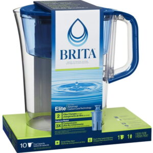 Brita 10 Cup Elite Filter Pitcher with Smart Light Indicator, Reduces 30+ Contaminants including Lead and Microplastics, Filter lasts 6 months, Tahoe,