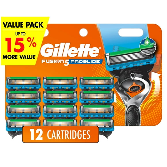 Gillette Fusion5 ProGlide Razor Refills for Men, 12 Razor Cartridges for FlexBall Razor Handle, 5-Blade Razor Blades, Precision Trimmer for Men, 12CT