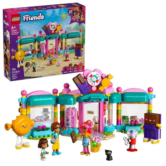 LEGO Friends Heartlake City Candy Store Building Toy - Pretend Play Set for Kids, Girls and Boys, Ages 6+ - with 2 Minidolls, a Micro-doll, and a Cat Figure - Gift Idea for Birthday - 42649, Includes 376 Pieces, Ages 6+