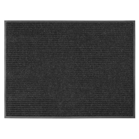 3 ft. x 4 ft. Platinum Needlepunch Charcoal Doormat with Vinyl Backing, 3x4 Platinum Mat