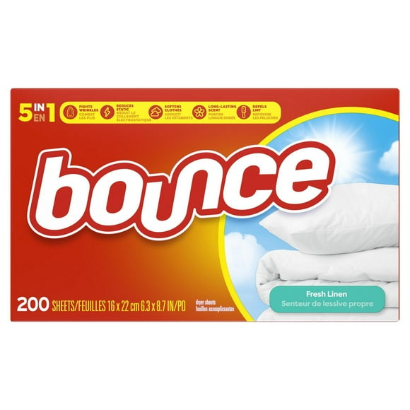 Bounce Fabric Softener Dryer Sheets, Fresh Linen, 200 count, 200CT