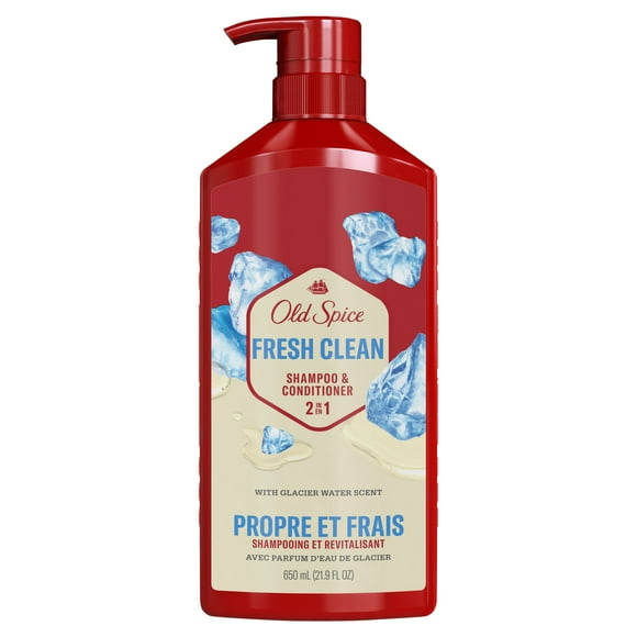 Old Spice Fresh Clean Shampoo and Conditioner 2in1 for Men with Glacier Water Scent, for Thick and Healthy Hair for Men, 650ML