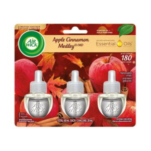 Air Wick Plug-in Air Freshener, Scented Oil Refills, Apple Cinnamon Medley, 3 Refills