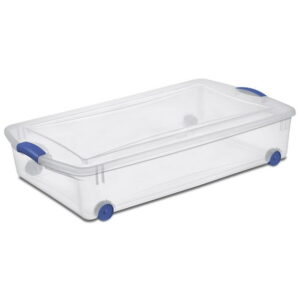 Sterilite Wheeled 47L Stadium Blue Underbed Latch Box, 47L