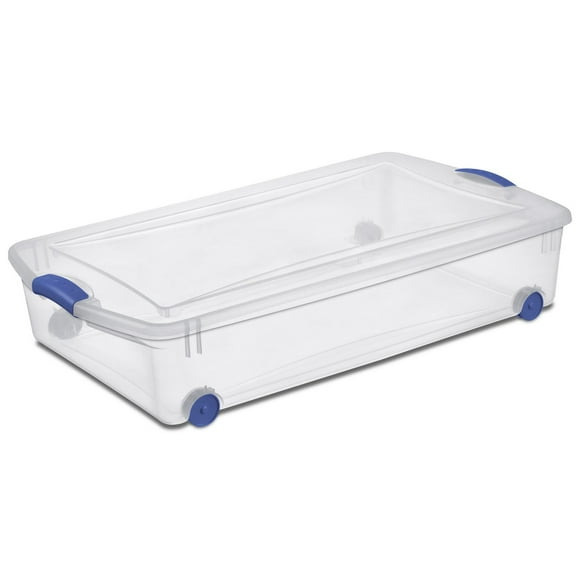 Sterilite Wheeled 47L Stadium Blue Underbed Latch Box, 47L