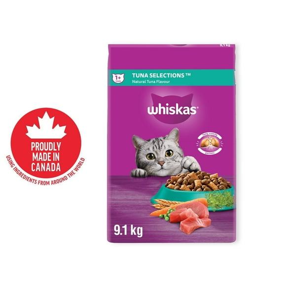 Whiskas Adult Dry Cat Food Tuna Selections, High Quality Protein, 2 - 9.1kg
