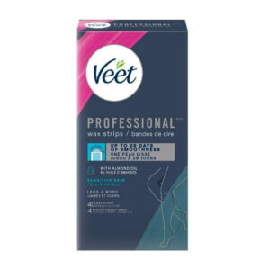 VEET® Professional Wax Strips, For Legs & Body, Sensitive Skin, With Almond Oil, 40 ct, 40 ct + 4 wipes