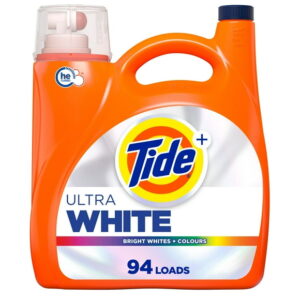 Tide Plus Ultra OXI White and Bright Liquid Laundry Detergent, Advanced Stain Removal and Whitening Power, 3.9L