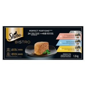 Sheba Bistro Perfect Portions Salmon & Chicken, Savoury Salmon & Tuna and Signature Seafood Adult Wet Cat Food Paté Variety Pack, 24x75g