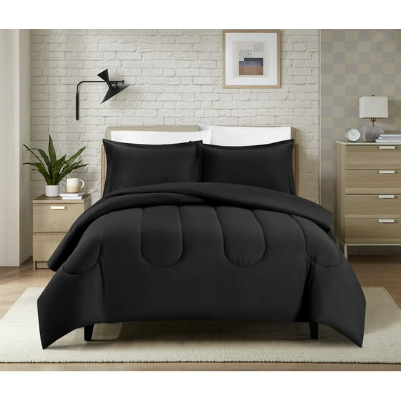 Swift Home Luxury 8 Piece Bed in a Bag, All Season Complete Bedding Set, King, Black