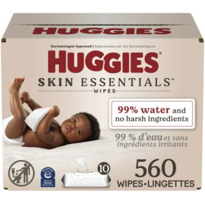 Huggies Skin Essentials Baby Wipes, 10 Flip Top Packs (560 Wipes Total), 10 Packs | 560 Wipes Total