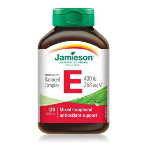 Jamieson Extra Strength Premium Vitamin E 400 IU Softgels, Antioxidant Blend with 4 Vitamin E Sources, Helps Prevents Tissue Damage and Vitamin E Deficiency. Gluten-Free, No Artificial Flavours, Colours, or Preservatives, 120 Count, Proudly Canadian, 120 softgels