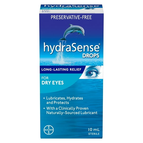 hydraSense Eye Drops, for Dry Eyes, Fast and Long-Lasting Relief, Preservative Free, Naturally Sourced Lubricant, 10 mL