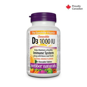 Webber Naturals® Vitamin D3 Chewable Orange Flavour, 1000 IU, 180 chewable tablets