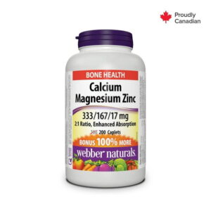 Webber Naturals® Calcium Magnesium Zinc, 333/167/17 mg, 200 Caplets, BONUS! 100% More